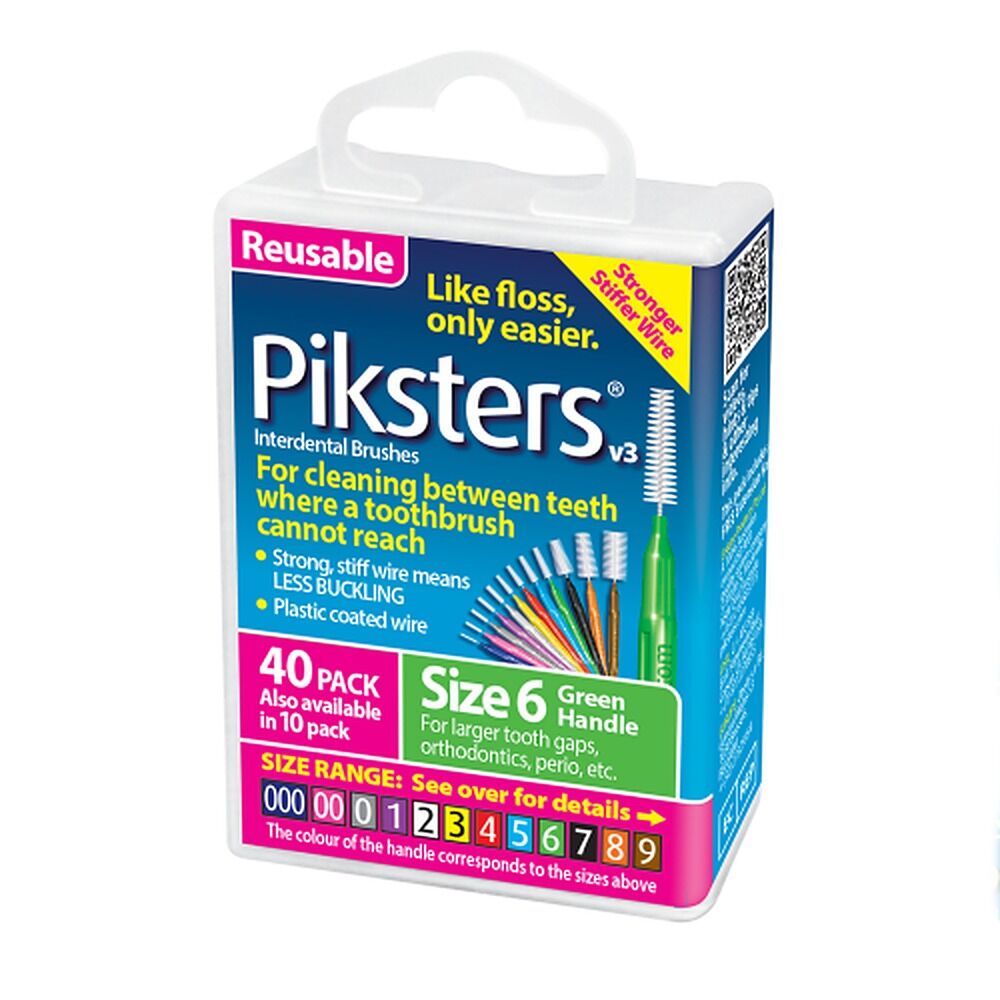 Piksters Interdental Brushes Green Size 6 40 Pack