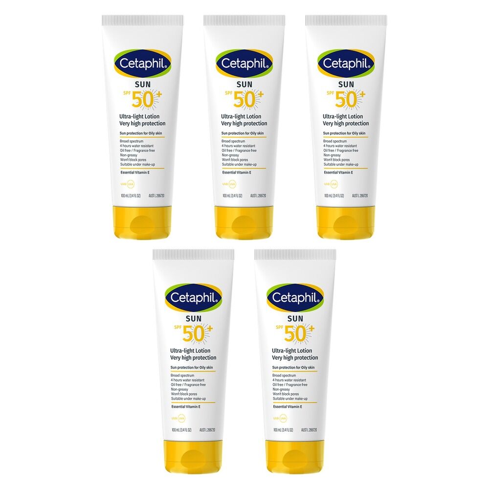 Cetaphil SPF50+ Ultra-Light Lotion 100mL Pack of 5