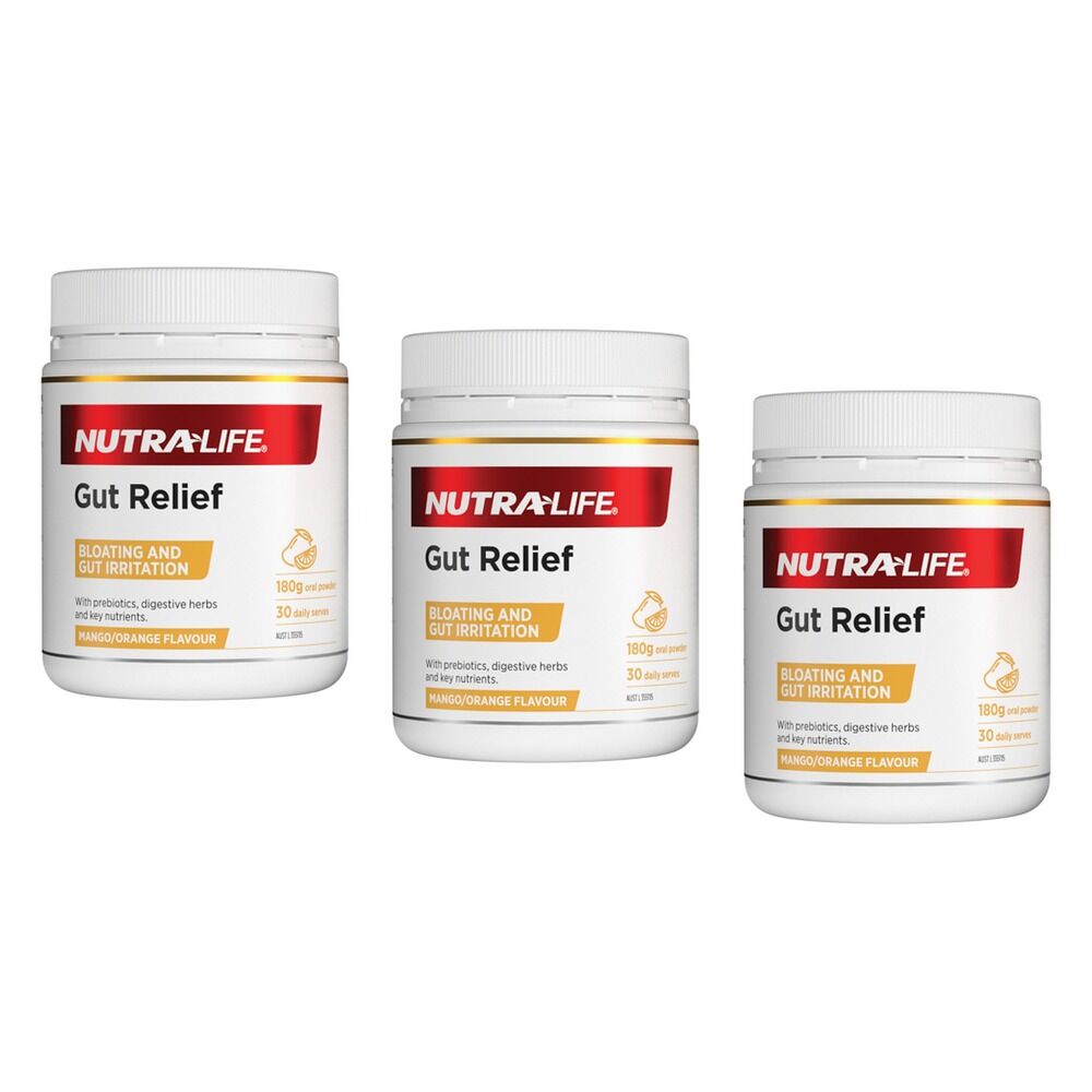 Nutra-Life Gut Relief Mango/Orange 180g Oral Powder Pack of 3