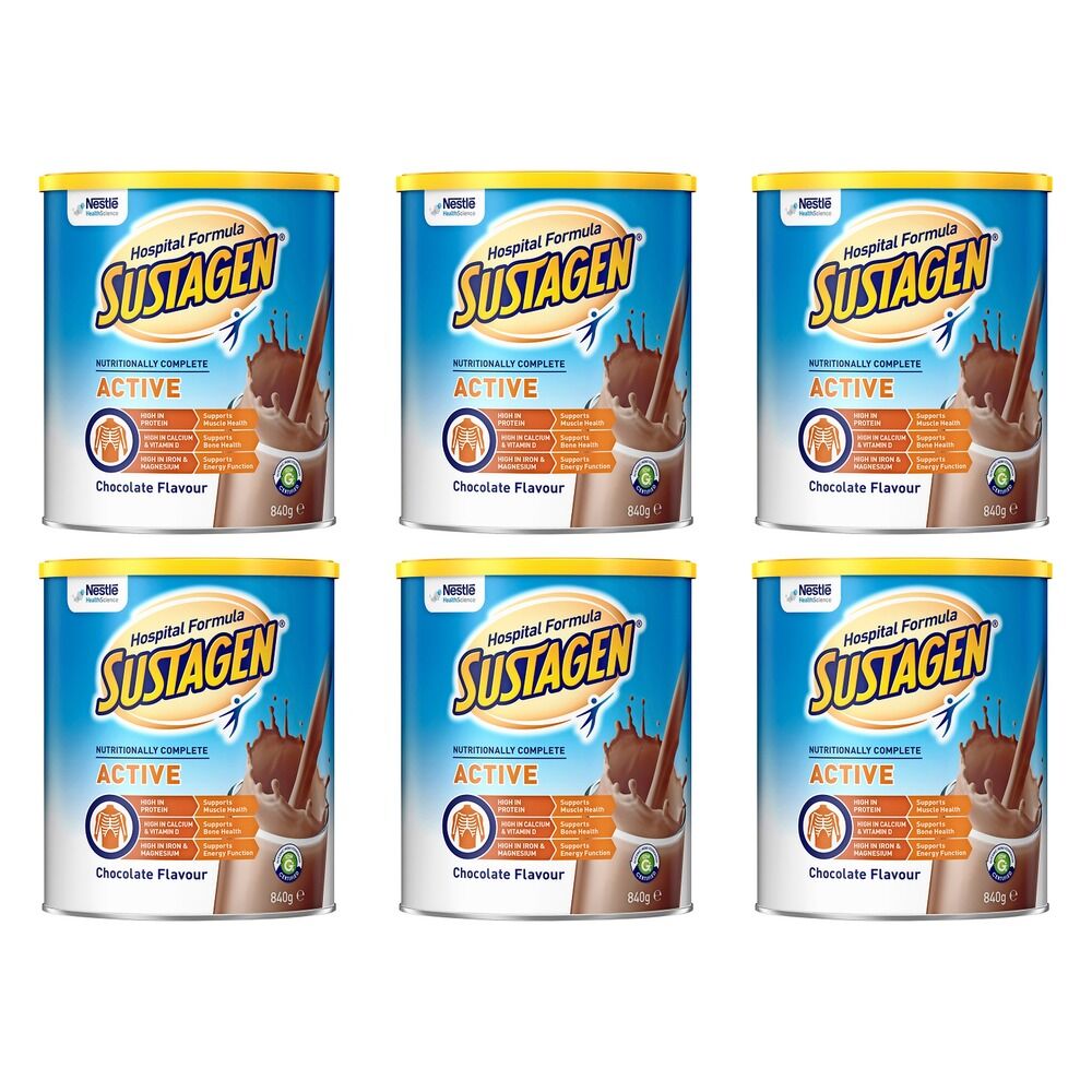 Sustagen Hospital Formula Active Chocolate Flavour 840g Pack of 6
