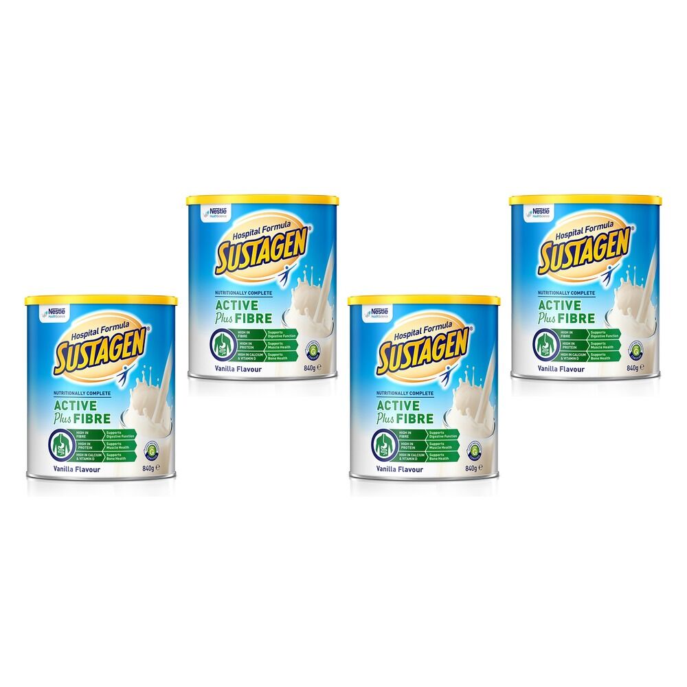 Sustagen Hospital Formula Active+Fibre Vanilla 840g Pack of 4