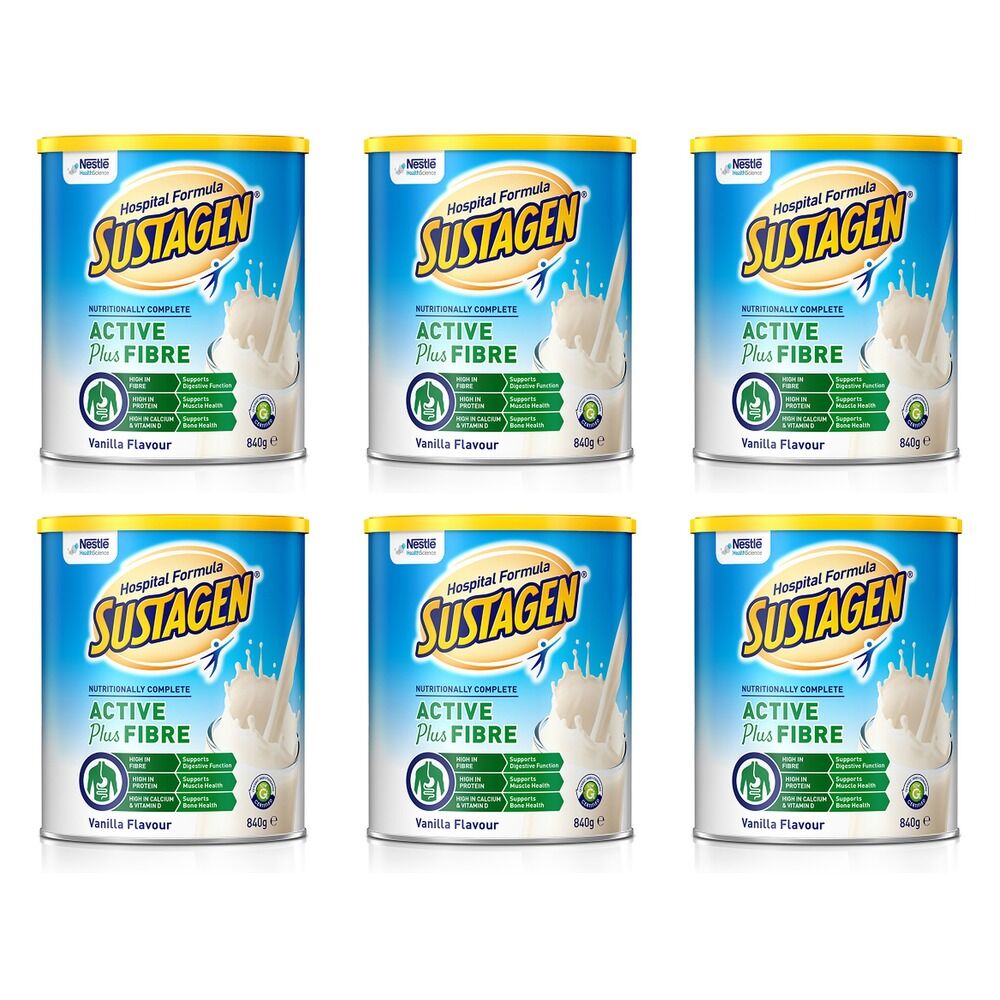 Sustagen Hospital Formula Active+Fibre Vanilla 840g Pack of 6