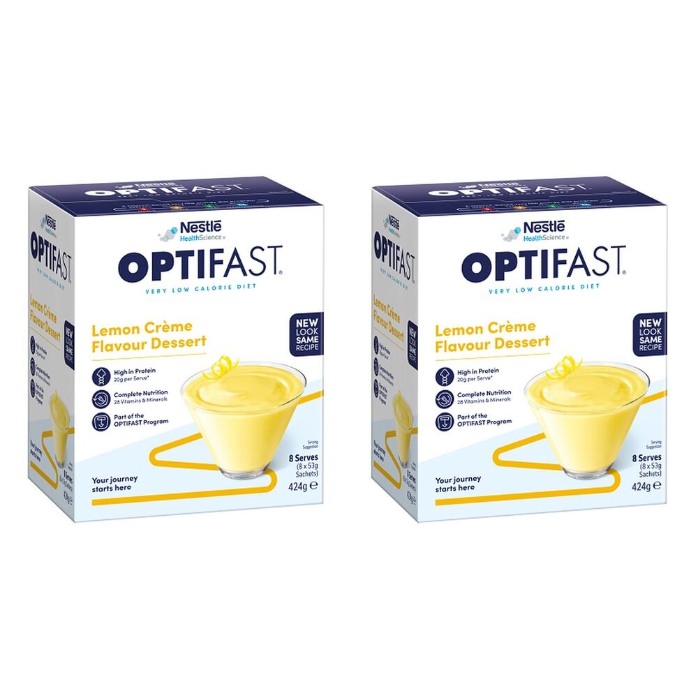 Optifast VLCD Dessert Lemon Creme Flavour 8 Pack Bundle of 2