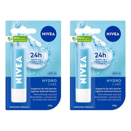 NIVEA 24h Melt-In Moisture Hydro Care SPF15 Lip Balm 4.8g Pack of 2