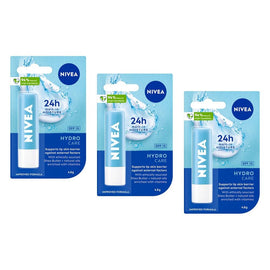 NIVEA 24h Melt-In Moisture Hydro Care SPF15 Lip Balm 4.8g Pack of 3