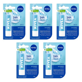 NIVEA 24h Melt-In Moisture Hydro Care SPF15 Lip Balm 4.8g Pack of 5