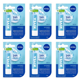 NIVEA 24h Melt-In Moisture Hydro Care SPF15 Lip Balm 4.8g Pack of 6