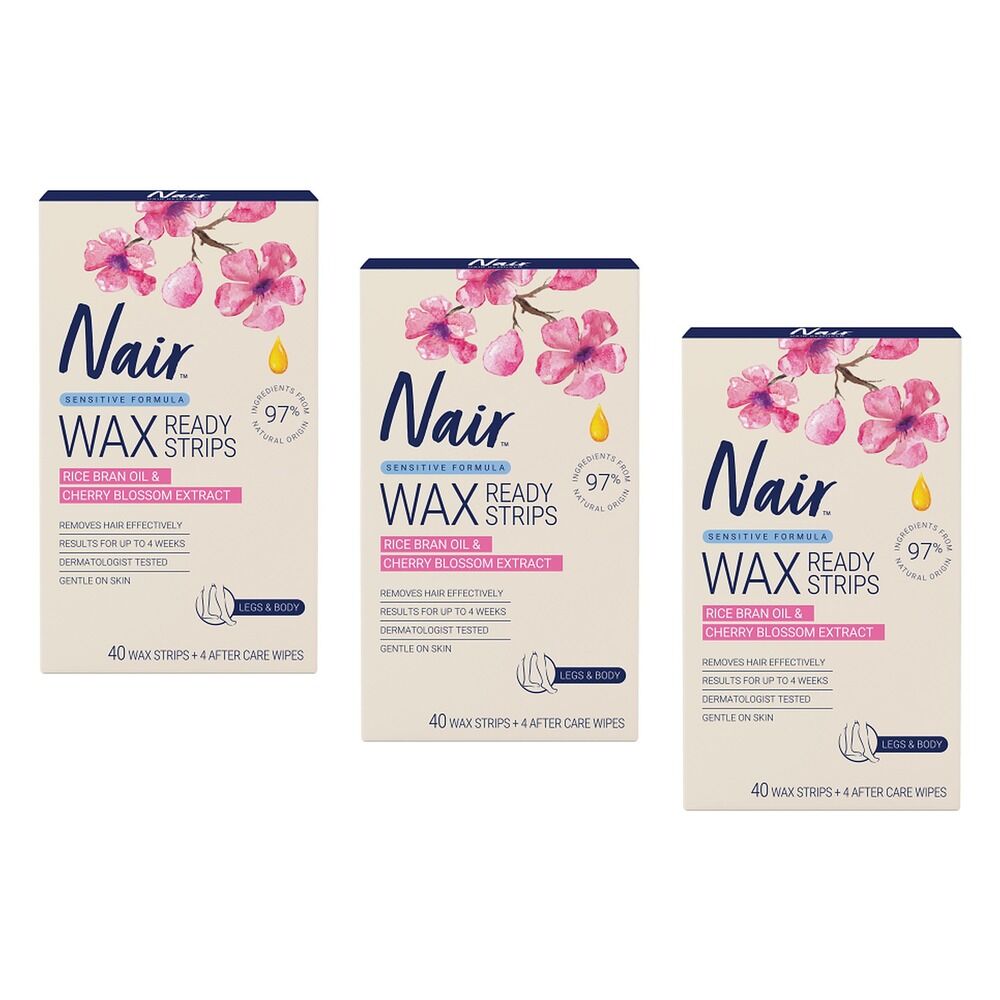 Nair Sensitive Large Wax Strips 40 Pack Bundle of 3