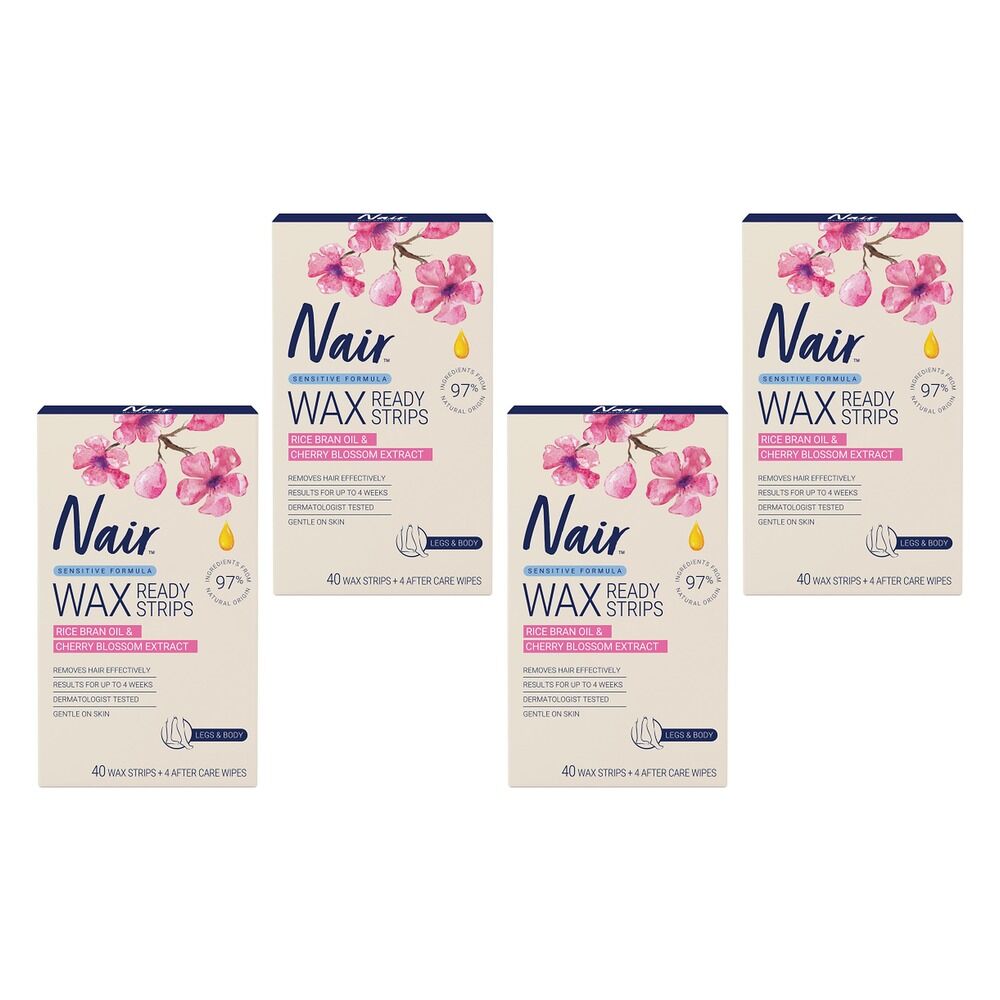 Nair Sensitive Large Wax Strips 40 Pack Bundle of 4