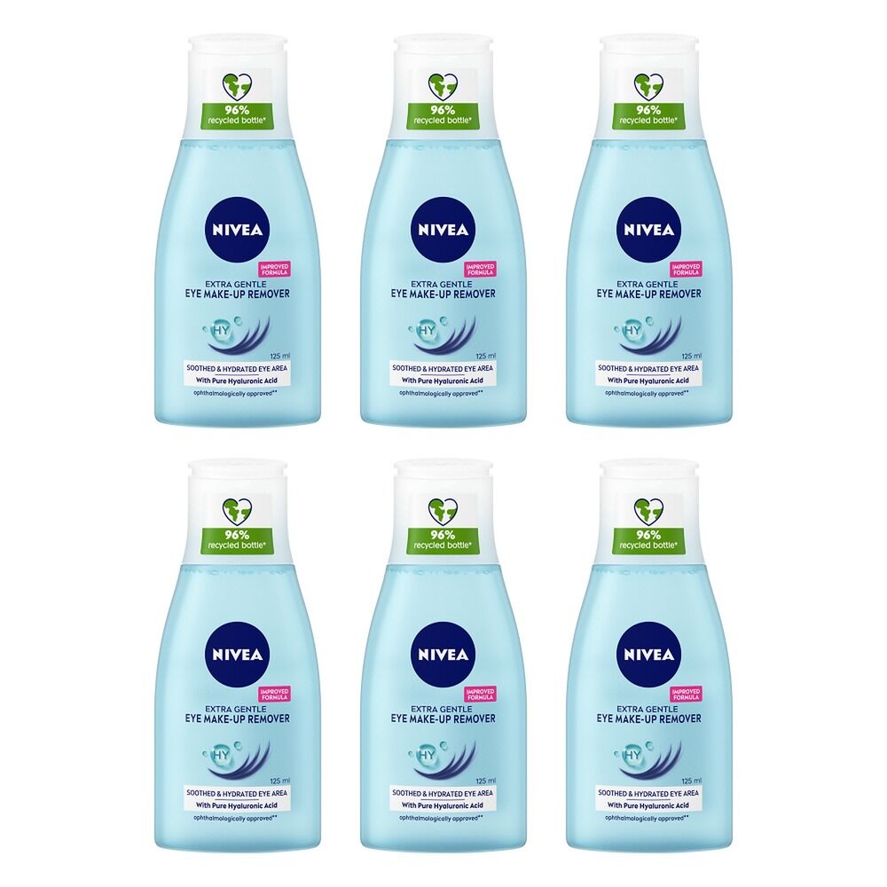 NIVEA Extra Gentle Eye Make-Up Remover 125mL Pack of 6