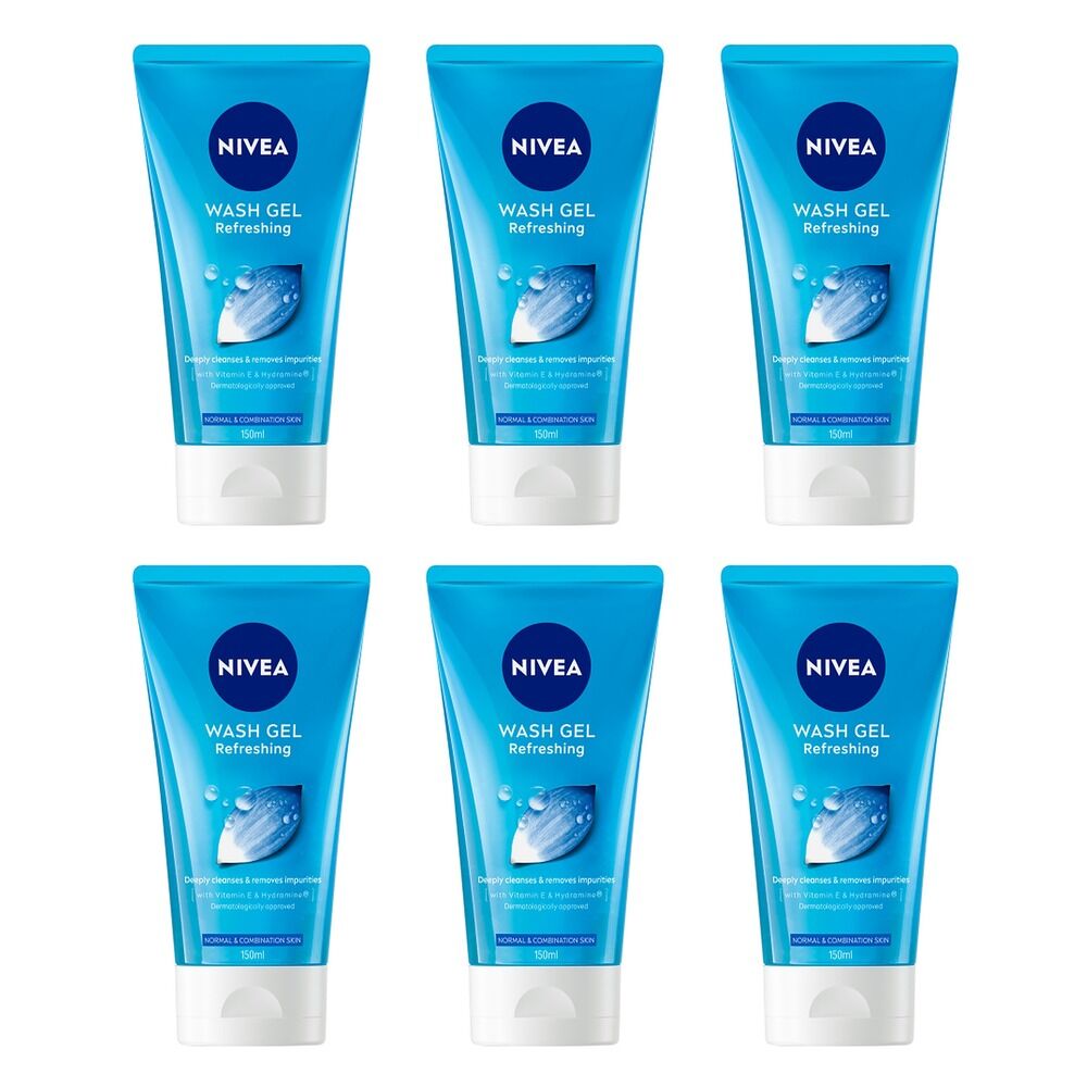 NIVEA Refreshing Face Wash Gel Cleanser 150mL Pack of 6