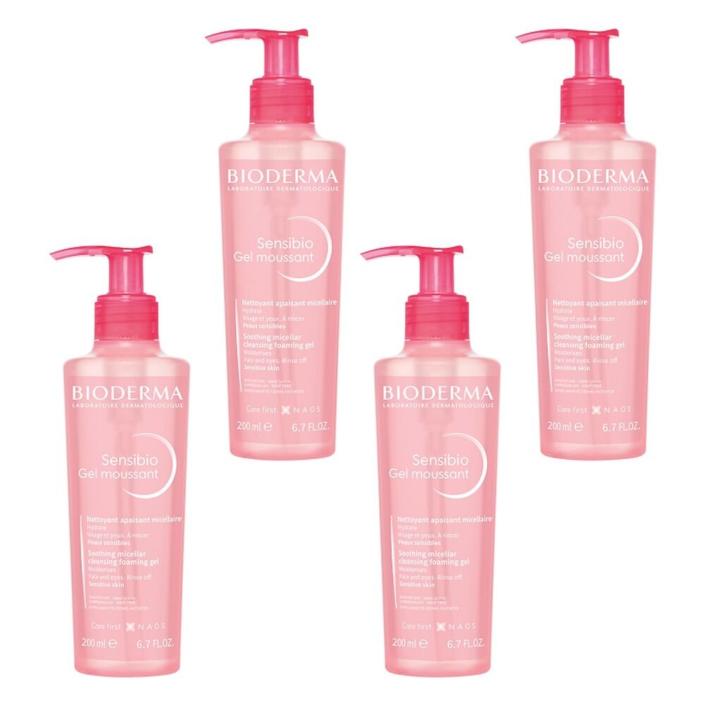 Bioderma Sensibio Gel Moussant Soothing Foaming Gel Cleanser 200mL Pack of 4