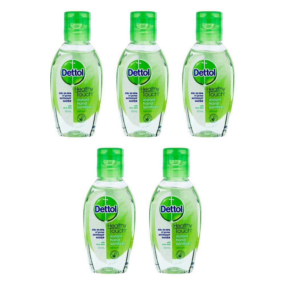 Dettol Healthy Touch Instant Hand Sanitiser Aloe Vera 50mL Pack of 5