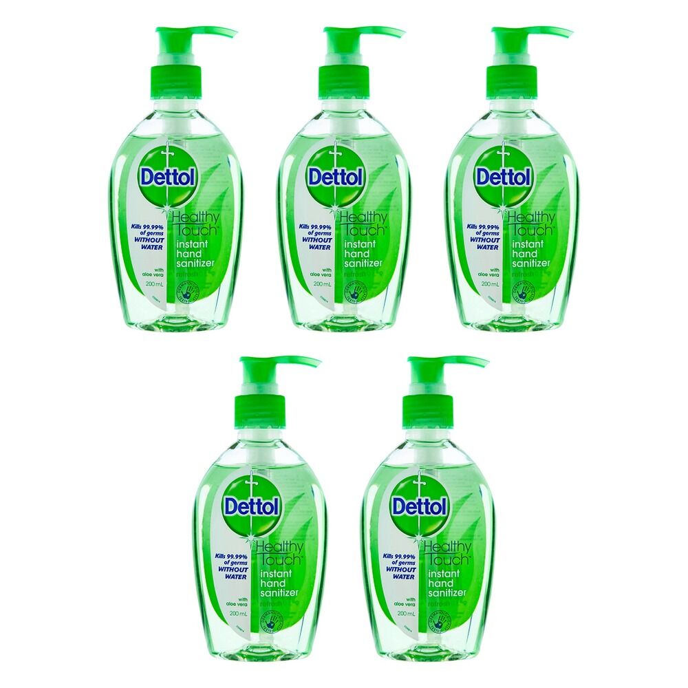 Dettol Healthy Touch Instant Hand Sanitiser Aloe Vera 200mL Pack of 5
