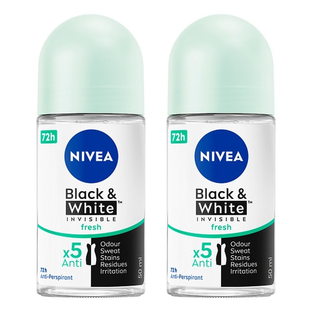 NIVEA Black & White Invisible Fresh 72H Anti-Perspirant 50mL Pack of 2