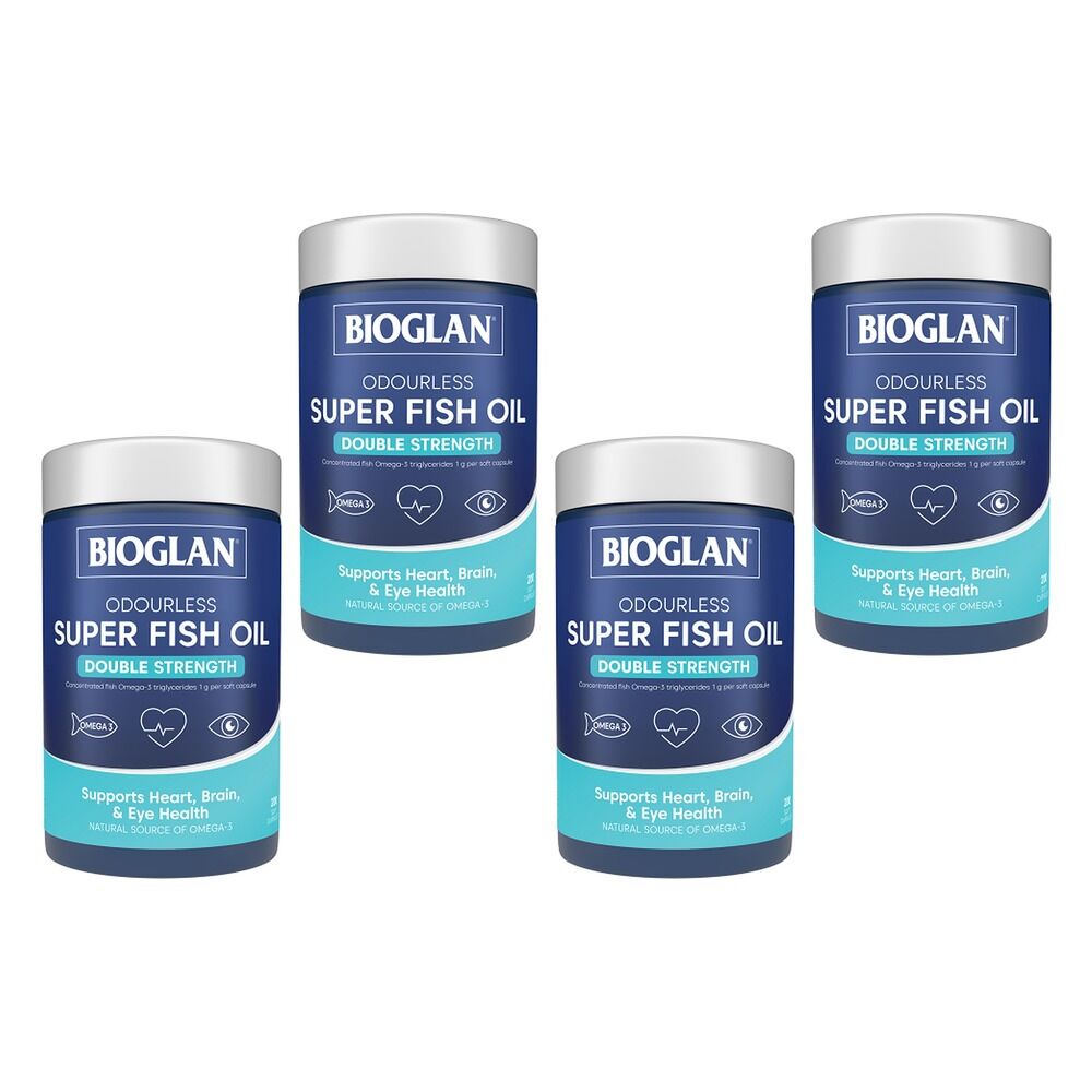 Bioglan Odourless Super Fish Oil Double Strength 200 Capsules Pack of 4