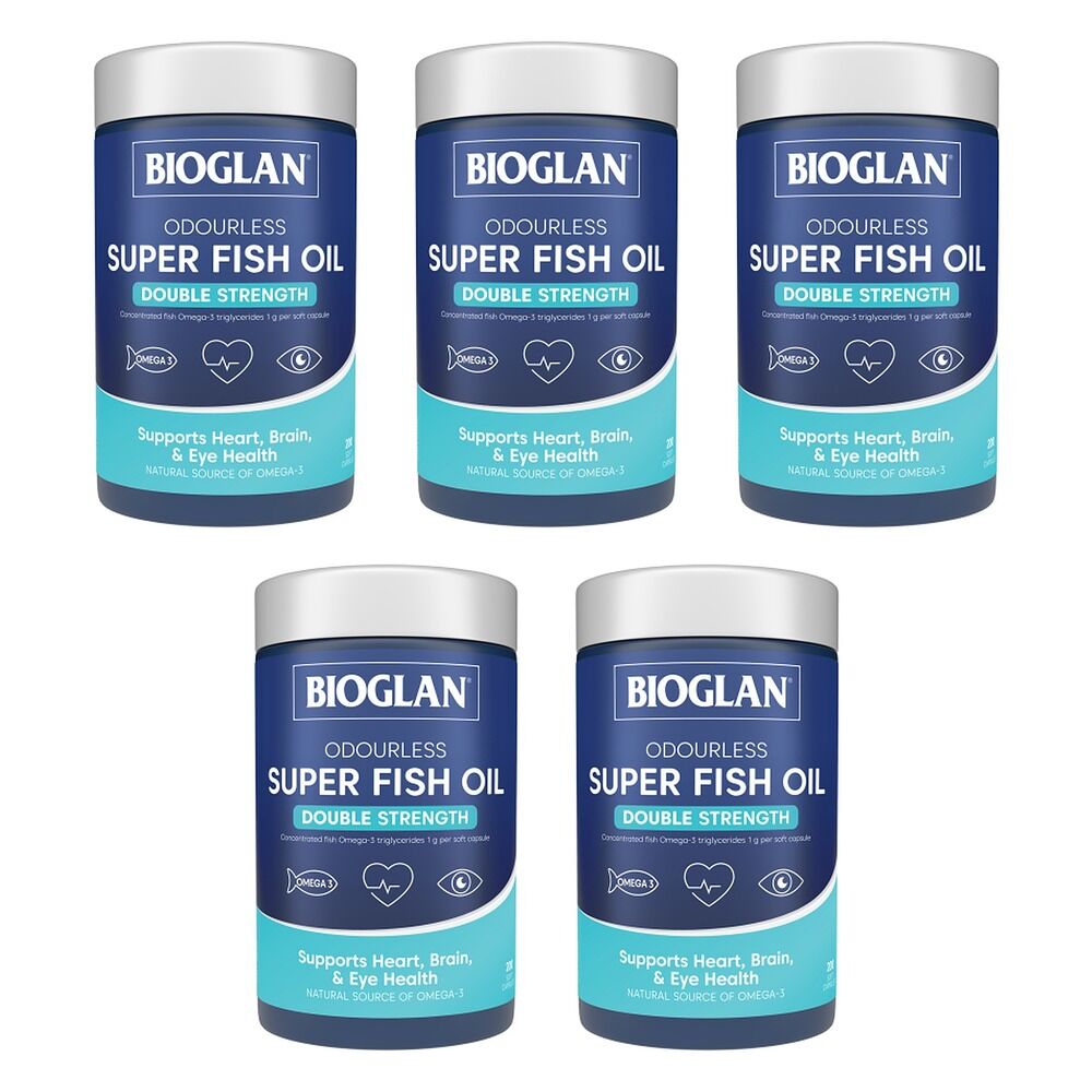 Bioglan Odourless Super Fish Oil Double Strength 200 Capsules Pack of 5