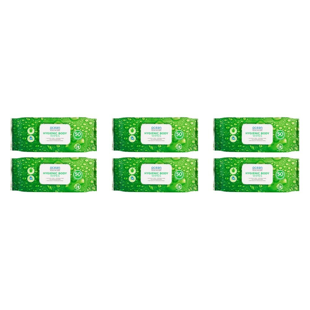 Ocean Healthcare Hygienic Health Wipes 50 Pack Bundle of 6