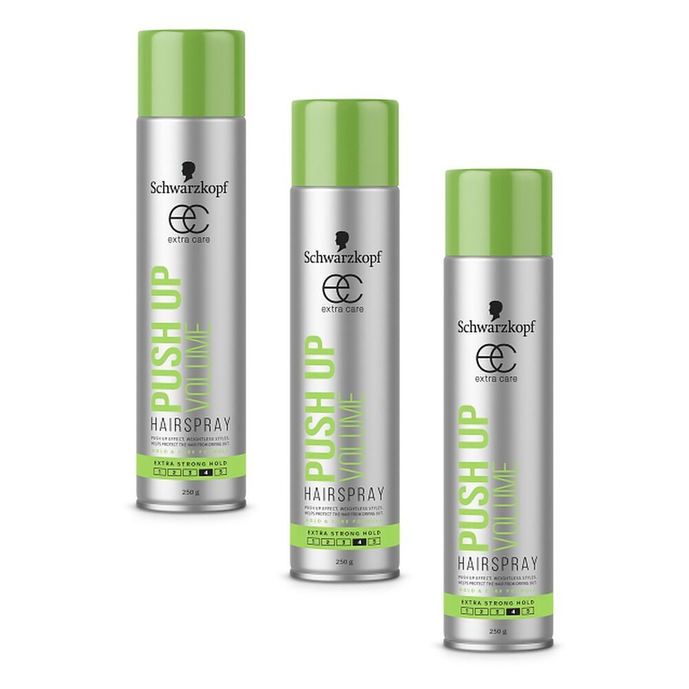 Schwarzkopf Extra Care Push Up Volume Hairspray 250g Pack of 3