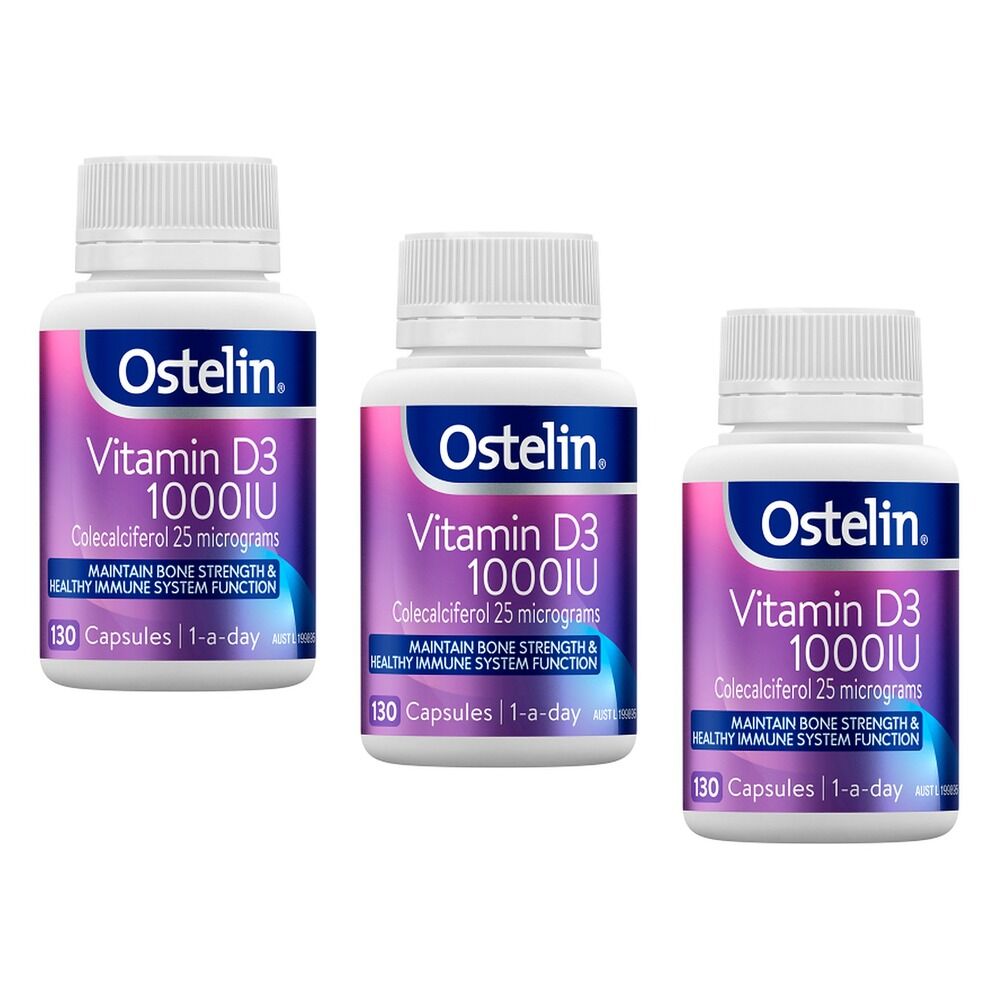 Ostelin Vitamin D3 1000IU 130 Capsules Pack of 3