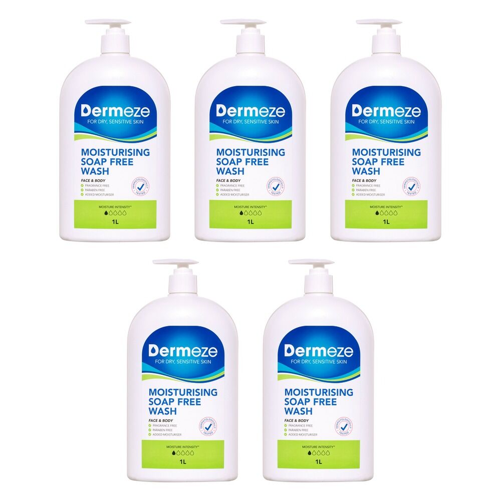 Dermeze Moisturising Soap Free Wash 1 L Pack of 5
