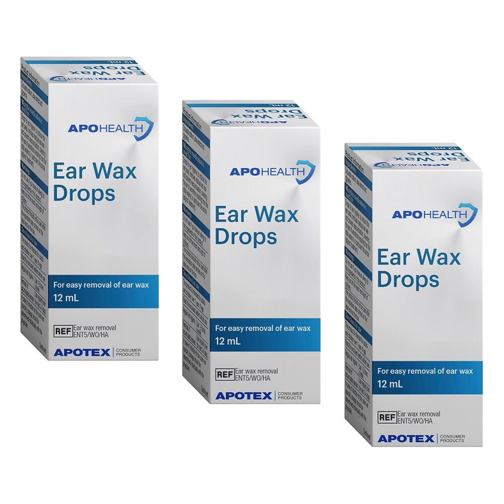 Apo Health Ear Wax Drops 12mL Pack of 3