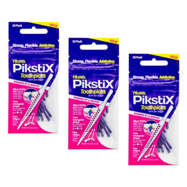 Piksters PikstiX Toothpicks 30 Pack Bundle of 3