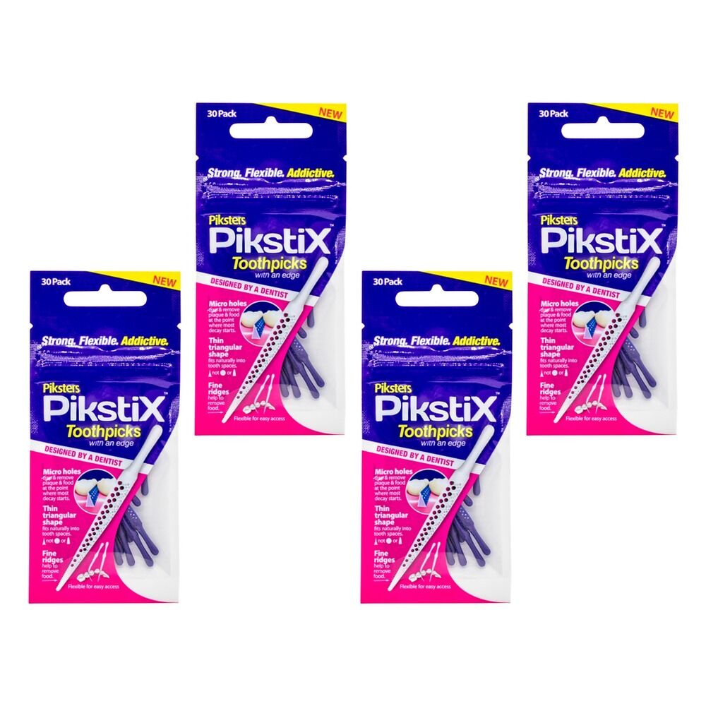 Piksters PikstiX Toothpicks 30 Pack Bundle of 4