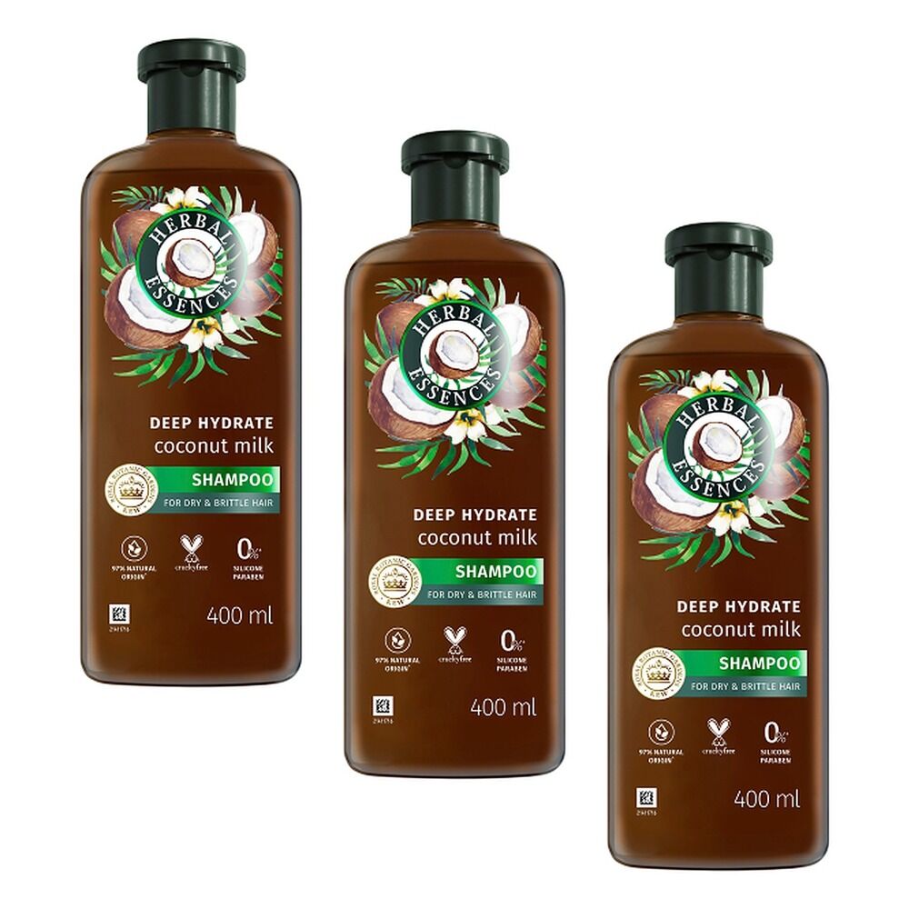 Herbal Essences Bio:Renew Deep Hydrate Coconut Milk Shampoo 400mL Pack of 3