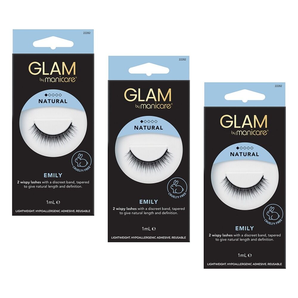 Glam by Manicare Emily Mink Effect Lashes Pack of 3