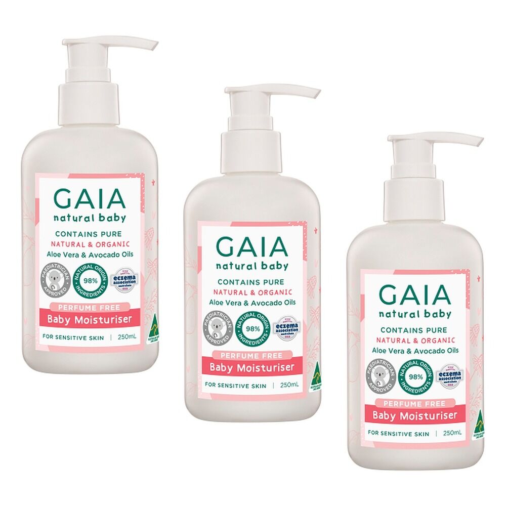Gaia Natural Baby Moisturiser Perfume Free 250mL Pack of 3