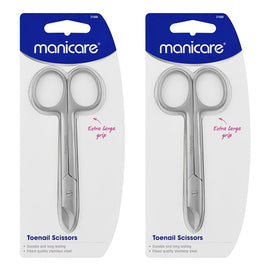 Manicare Toenail Scissors Stainless Steel Extra Large Grip x 3 Bundle of 2
