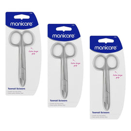 Manicare Toenail Scissors Stainless Steel Extra Large Grip x 3 Bundle of 3