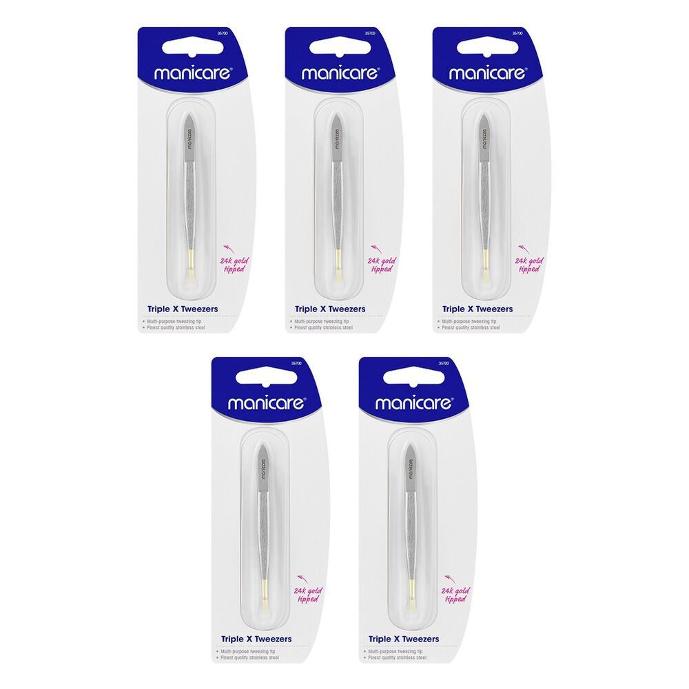 Manicare Tweezer Triple X Gold Tip x 3 Bundle of 5