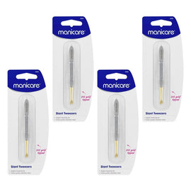 Manicare Slant Tweezers Gold Tipped x 3 Bundle of 4