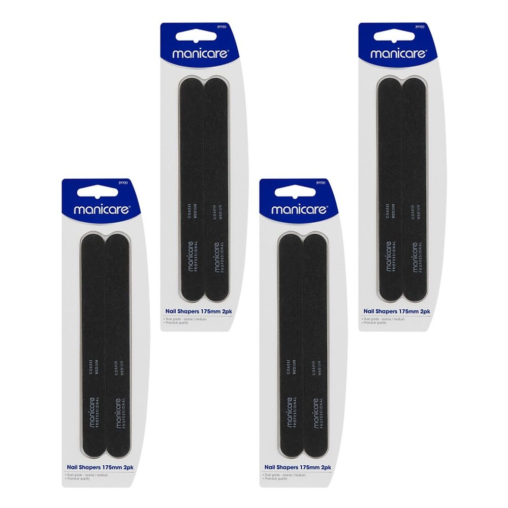 Manicare Nail Shapers Coarse/Medium 175mm 2 Pack x 3 Bundle of 4