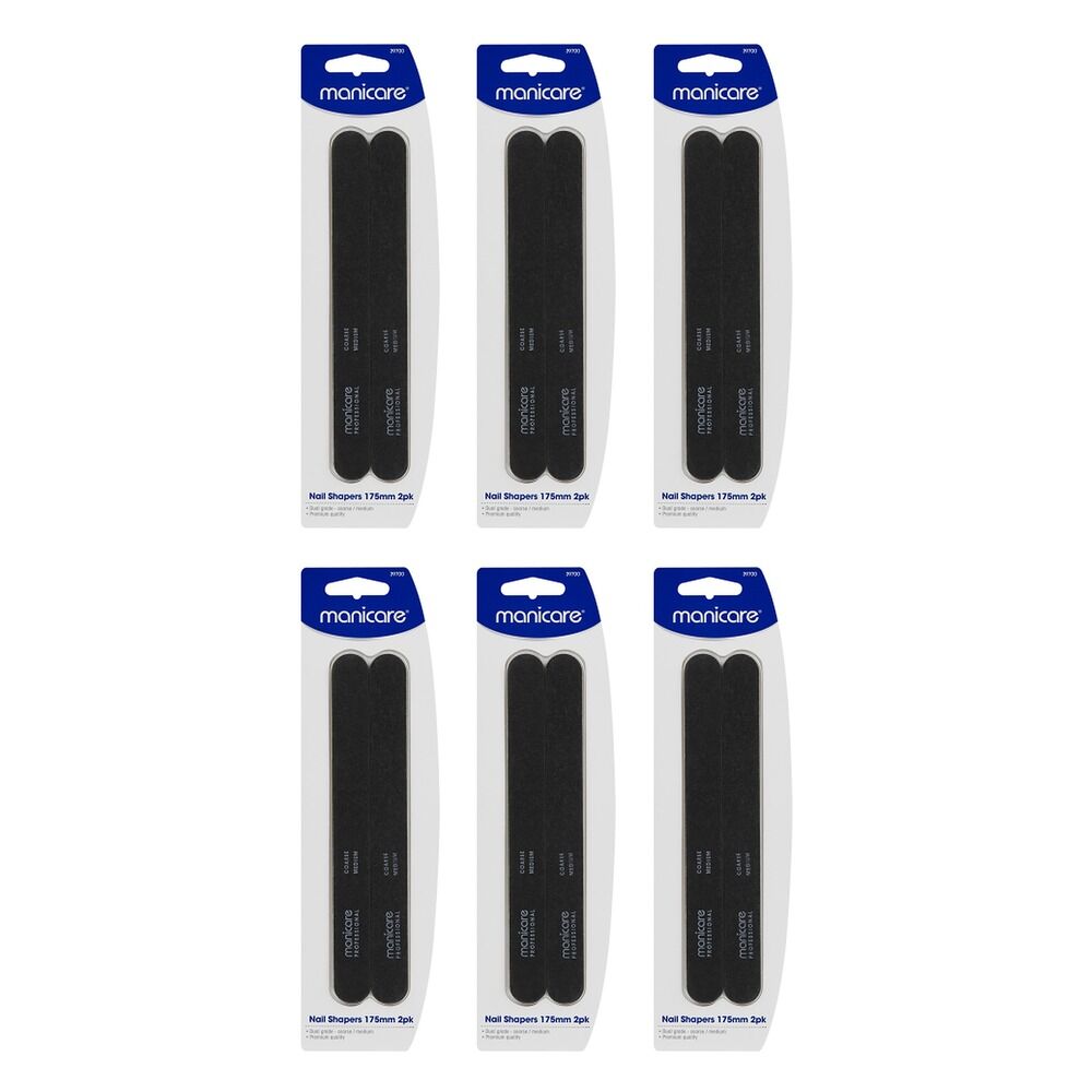 Manicare Nail Shapers Coarse/Medium 175mm 2 Pack x 3 Bundle of 6