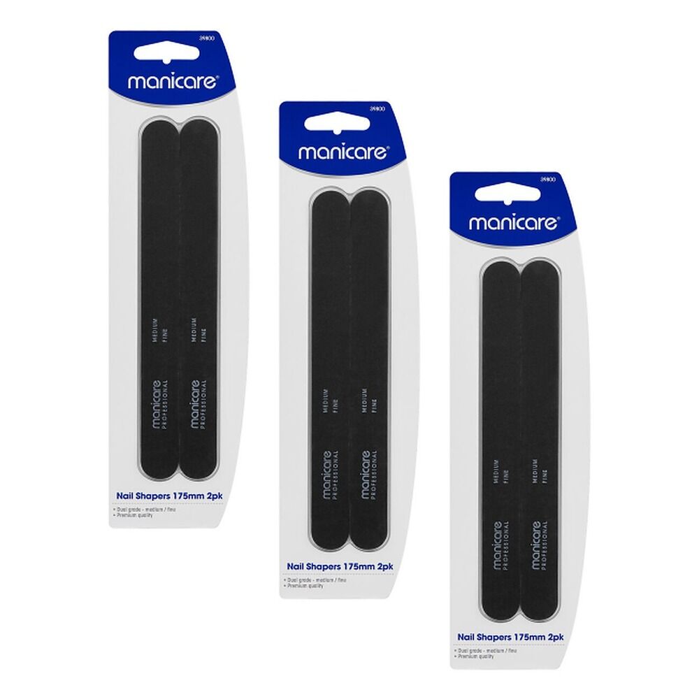 Manicare Nail Shapers Medium/Fine 175mm 2 Pack x 3 Bundle of 3
