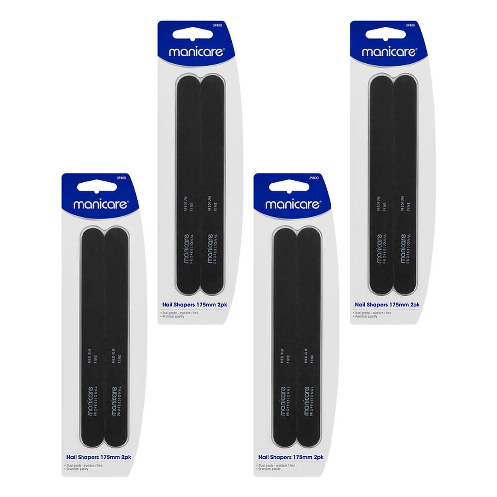 Manicare Nail Shapers Medium/Fine 175mm 2 Pack x 3 Bundle of 4