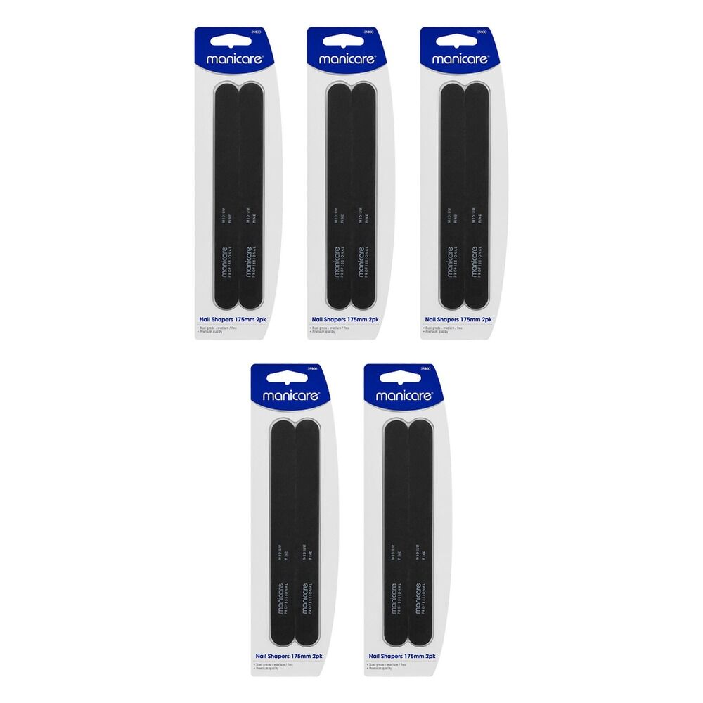Manicare Nail Shapers Medium/Fine 175mm 2 Pack x 3 Bundle of 5