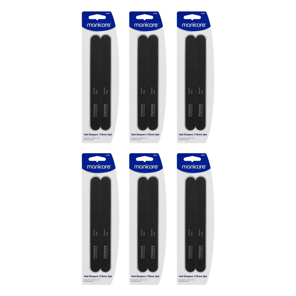 Manicare Nail Shapers Medium/Fine 175mm 2 Pack x 3 Bundle of 6