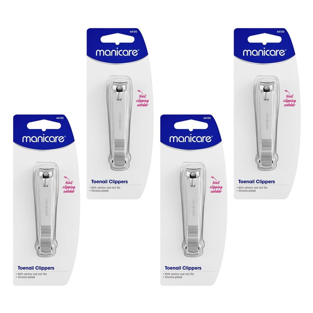 Manicare Toenail Clippers With Catcher and Nail File x 3 Bundle of 4