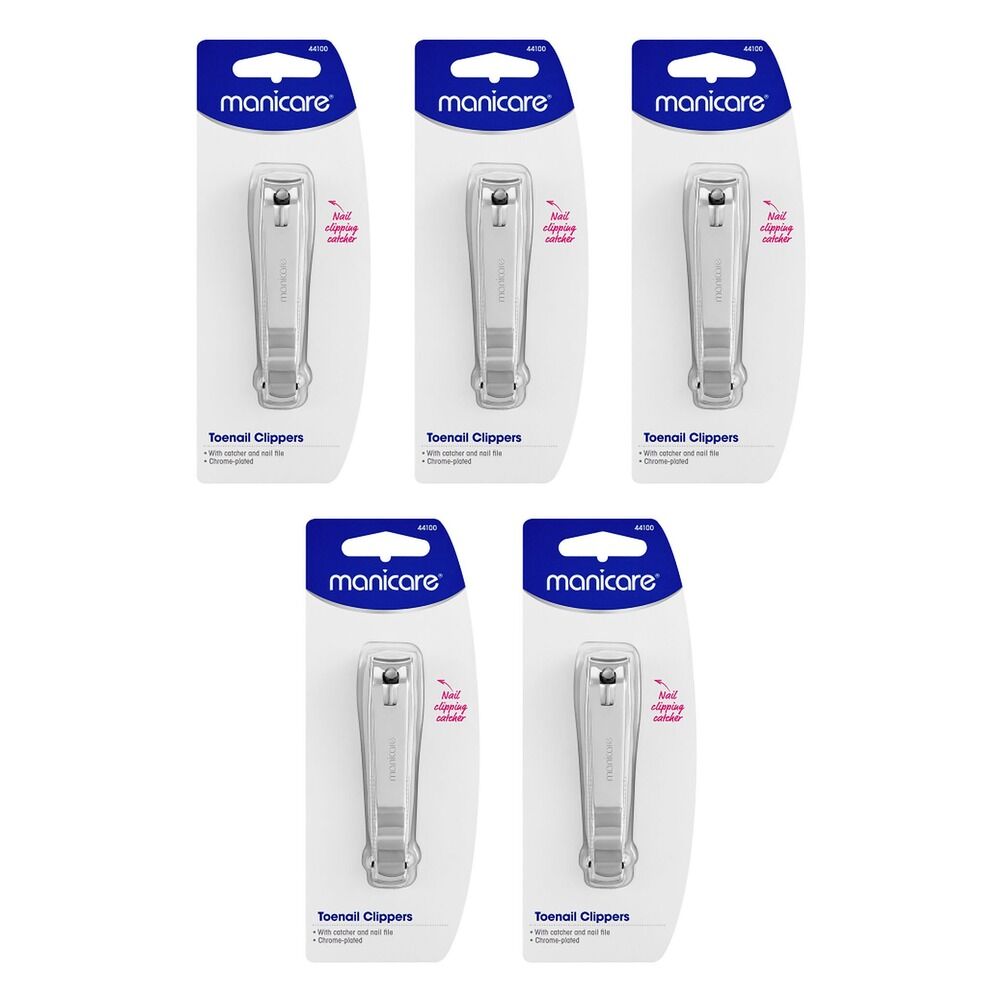 Manicare Toenail Clippers With Catcher and Nail File x 3 Bundle of 5