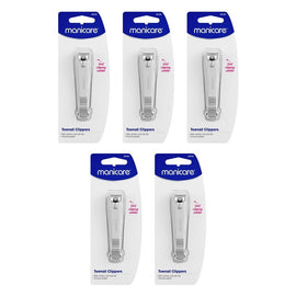 Manicare Toenail Clippers With Catcher and Nail File x 3 Bundle of 5