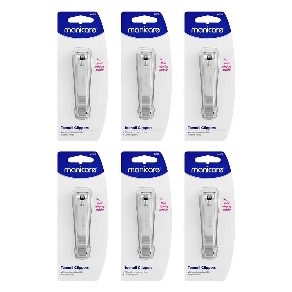 Manicare Toenail Clippers With Catcher and Nail File x 3 Bundle of 6