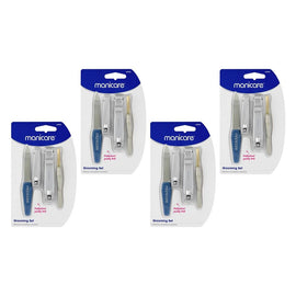 Manicare Grooming Set, Manicure and Pedicure, 4 Piece x 3 Bundle of 4