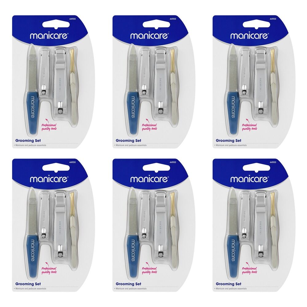 Manicare Grooming Set, Manicure and Pedicure, 4 Piece x 3 Bundle of 6