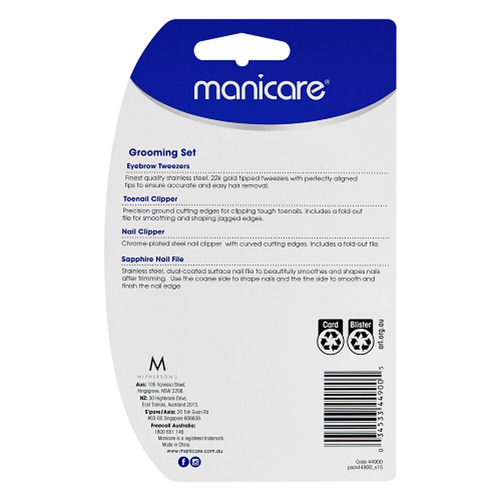 Manicare Grooming Set, Manicure and Pedicure, 4 Piece x 3