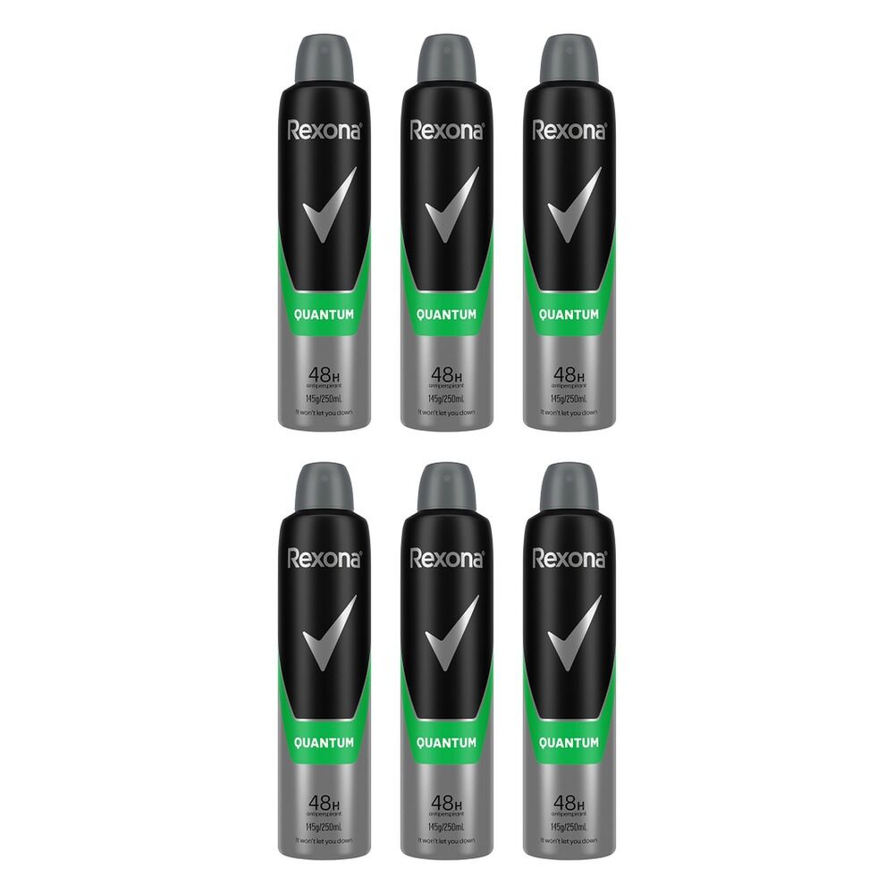 Rexona Men Antiperspirant Aerosol Quantum 250mL Pack of 6