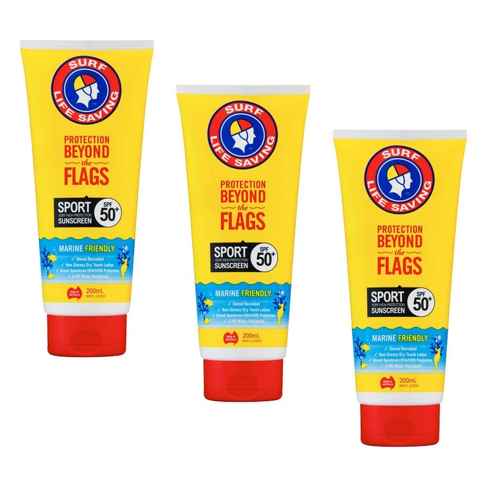 Surf Life Saving Australia Sport Sunscreen SPF 50+ 200mL Pack of 3